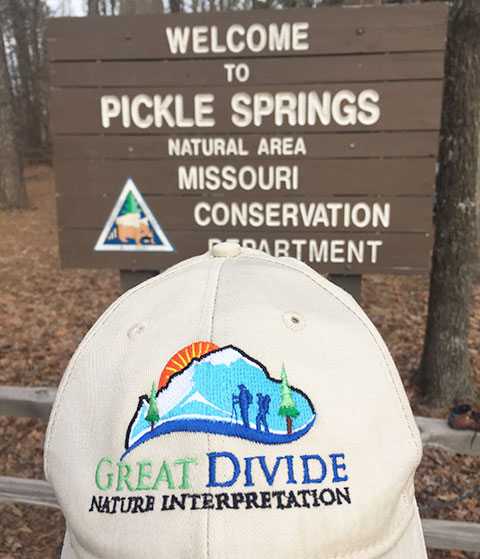 great divide baseball hat at Pickle Springs, Missouri