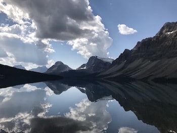 Reflection at Bow Lake in early July, 2023